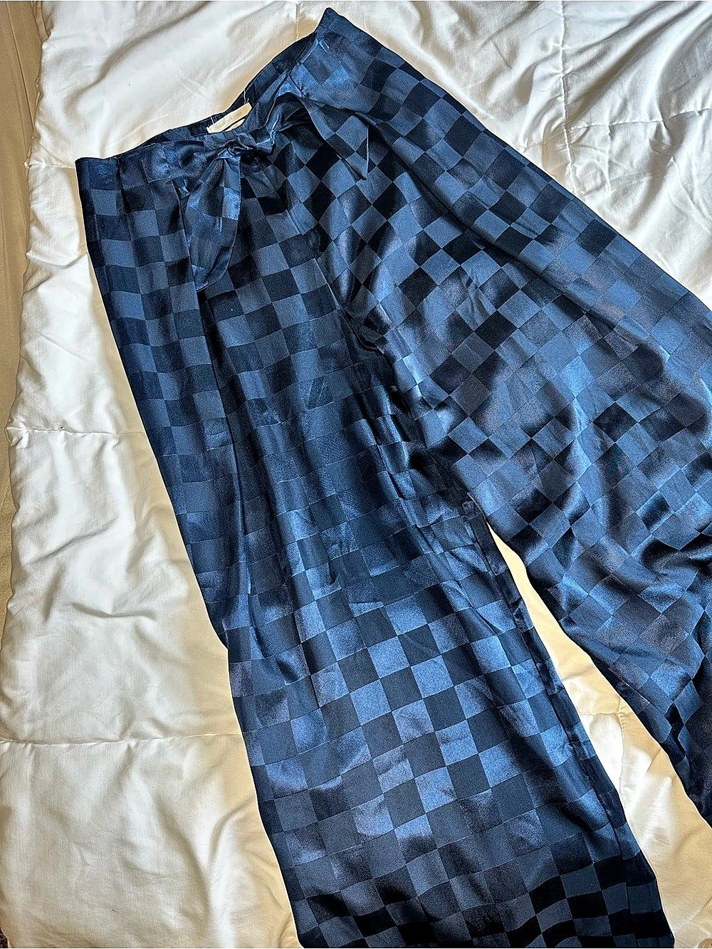 Urban Outfitters Blue Checkered Wide-Leg Pants